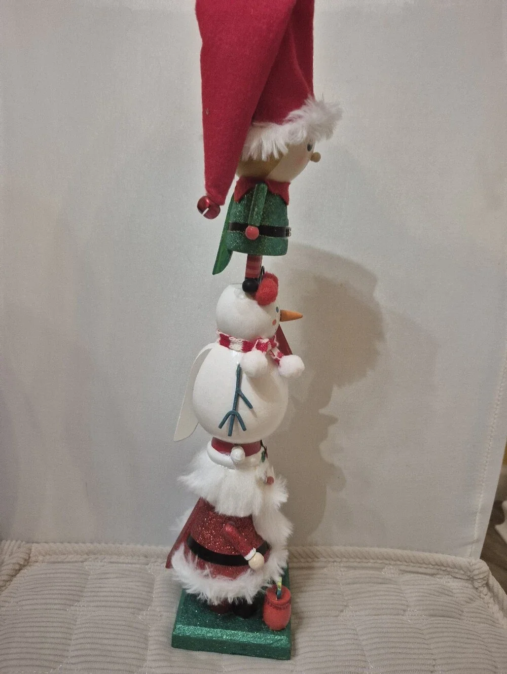Festive Red and Green Stacked Holiday Nutcracker